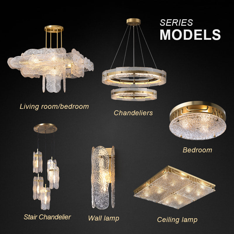 Brass Transparent Textured Glass Square Ceiling Lights - view 9