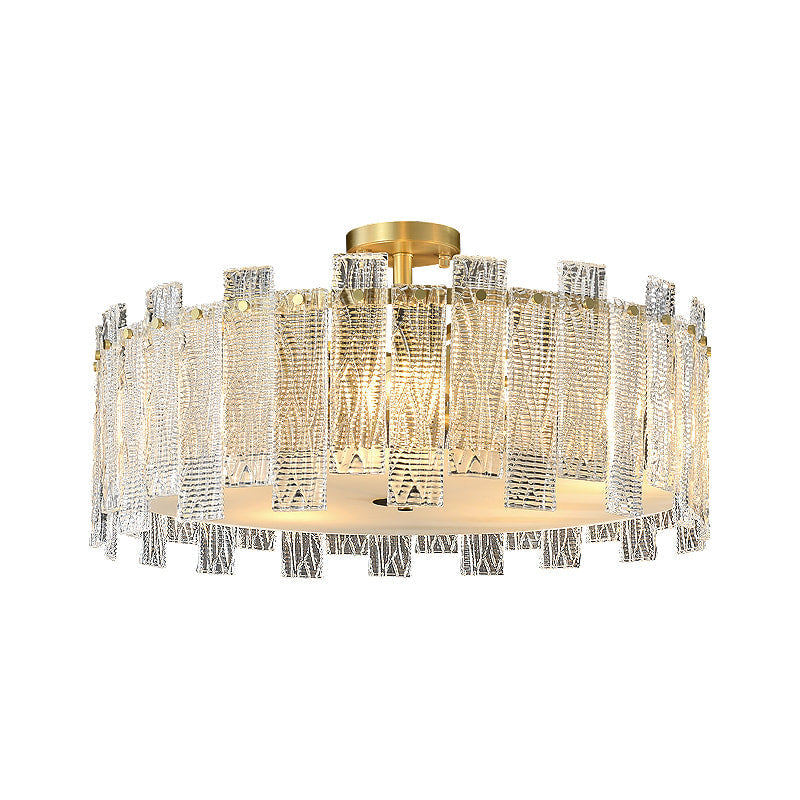Luxury Mariner Brass Round Clear Textural Glass Chandelier - view 11