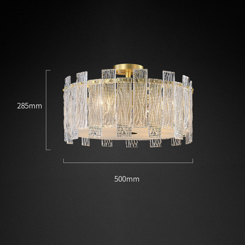 Luxury Mariner Brass Round Clear Textural Glass Chandelier - view 12