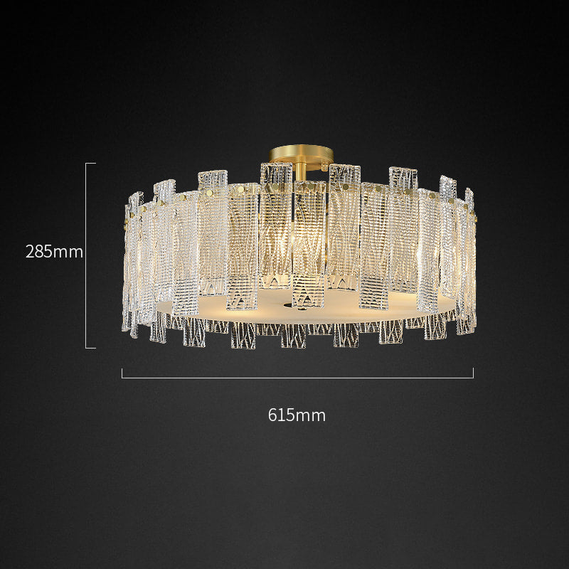 Luxury Mariner Brass Round Clear Textural Glass Chandelier - view 13