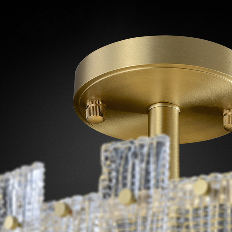 Luxury Mariner Brass Round Clear Textural Glass Chandelier - view 9