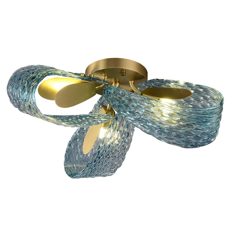 Multi-Light Blue and Gold Glass Rope Chandelier - view 10
