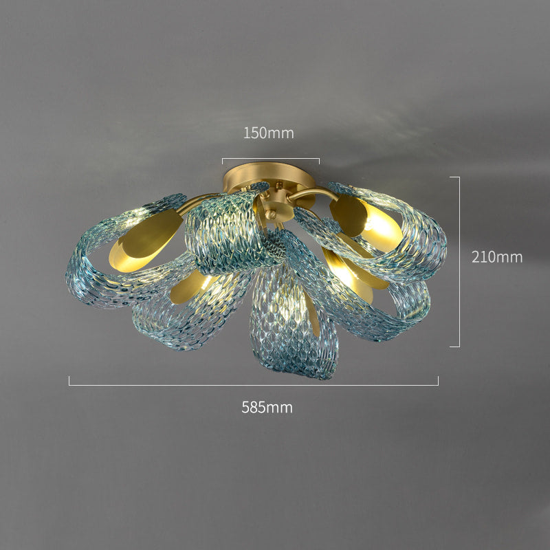 Multi-Light Blue and Gold Glass Rope Chandelier - view 12