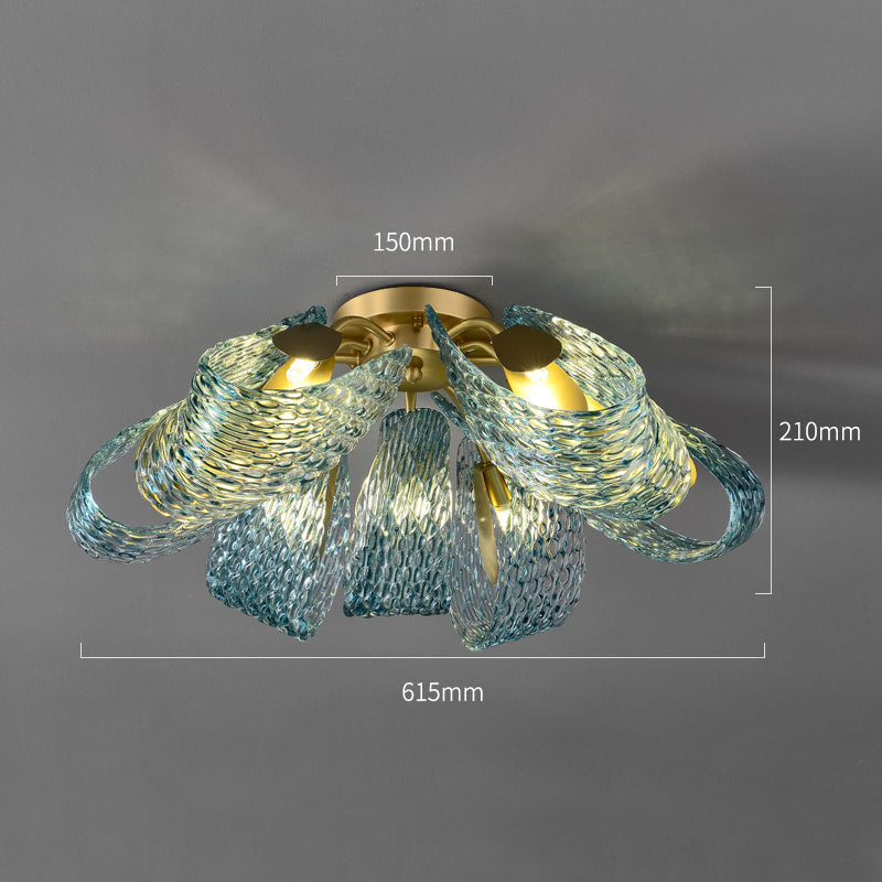 Multi-Light Blue and Gold Glass Rope Chandelier - view 13