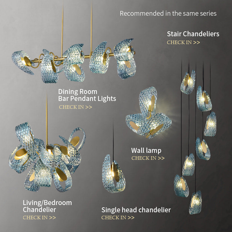 Multi-Light Blue and Gold Glass Rope Chandelier - view 14