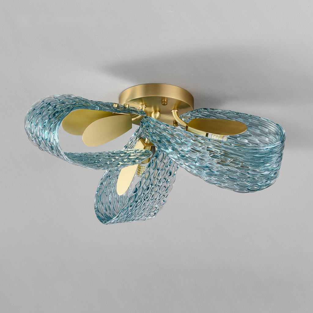 Multi-Light Blue and Gold Glass Rope Chandelier - view 2
