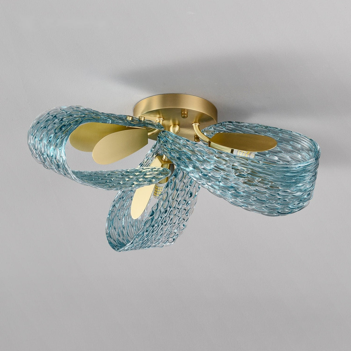 Multi-Light Blue and Gold Glass Rope Chandelier - view 2