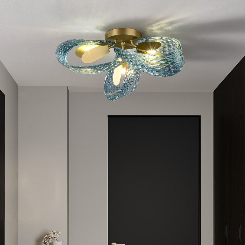 Multi-Light Blue and Gold Glass Rope Chandelier - view 6