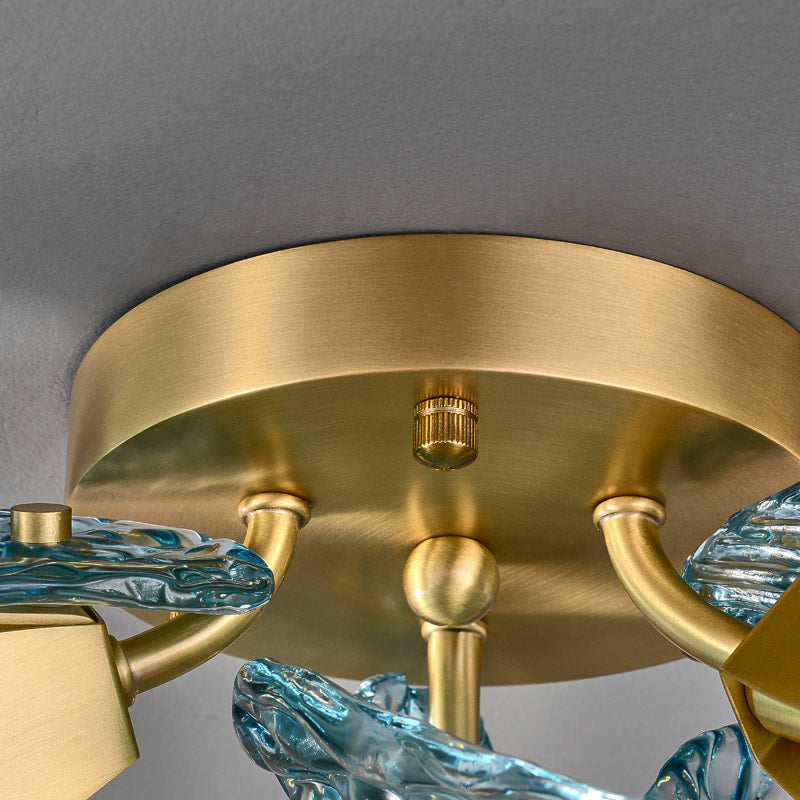 Multi-Light Blue and Gold Glass Rope Chandelier - view 8