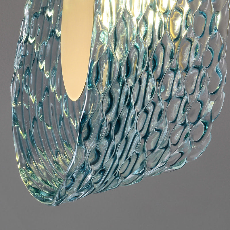 Multi-Light Blue and Gold Glass Rope Chandelier - view 9