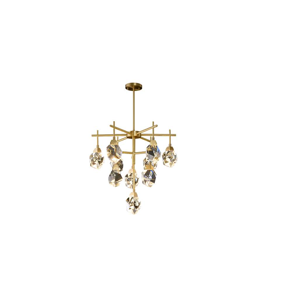 Modern Gem Round Belvedere Brass Clear Crystal Chandelier - view 10