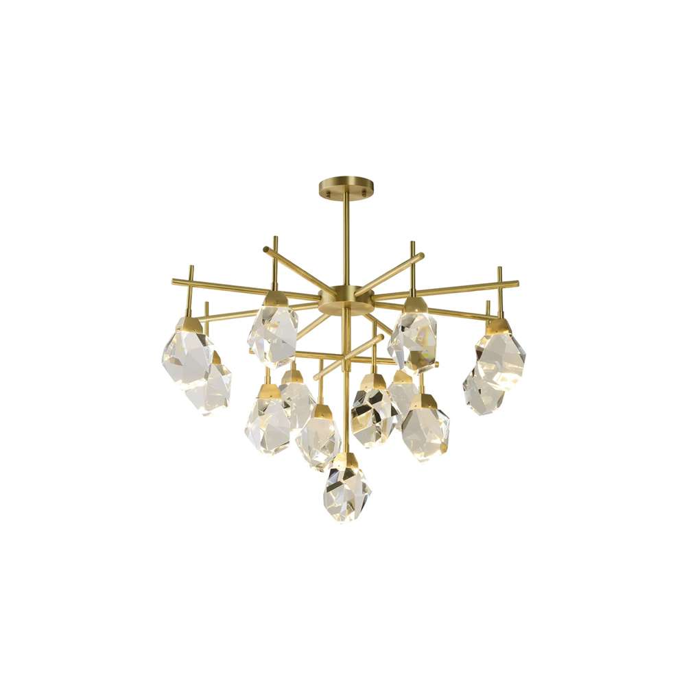 Modern Gem Round Belvedere Brass Clear Crystal Chandelier - view 11