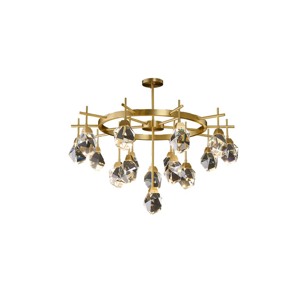 Modern Gem Round Belvedere Brass Clear Crystal Chandelier - view 12