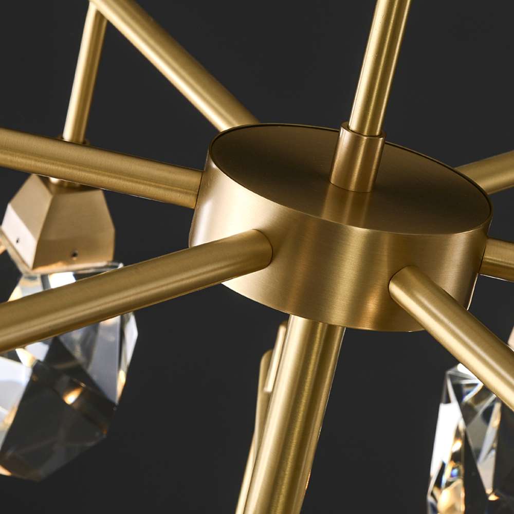 Modern Gem Round Belvedere Brass Clear Crystal Chandelier - view 4