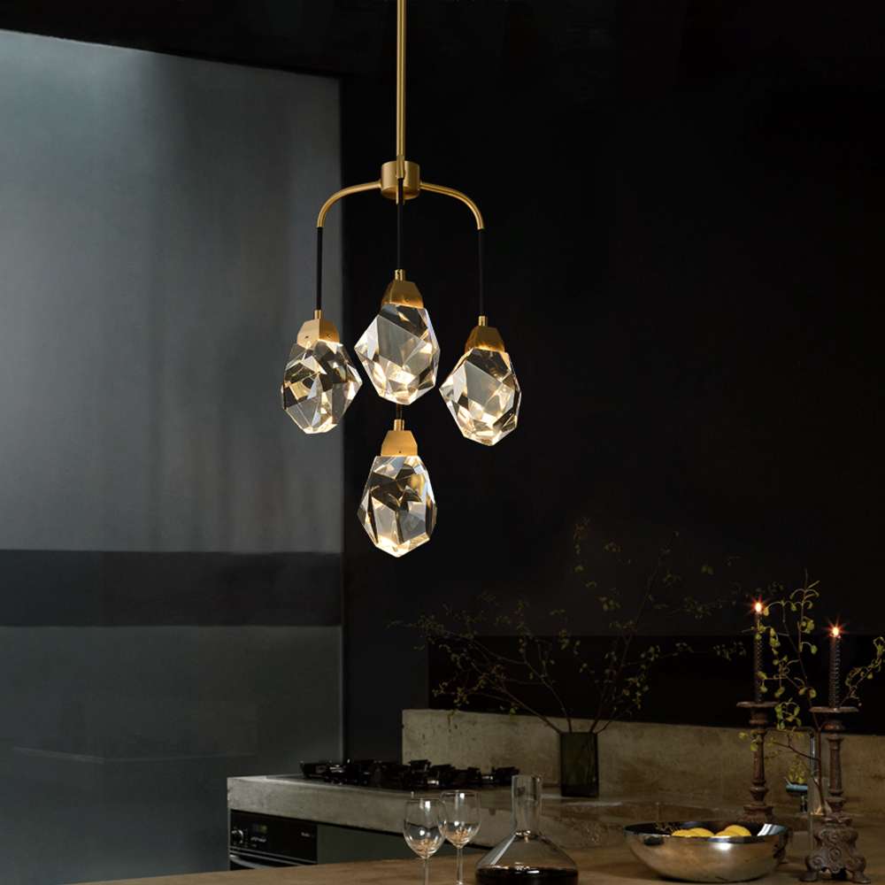 Modern Gem Round Belvedere Brass Clear Crystal Chandelier - view 5