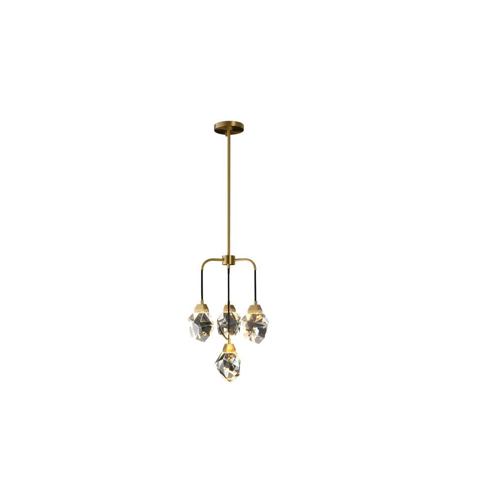 Modern Gem Round Belvedere Brass Clear Crystal Chandelier - view 8