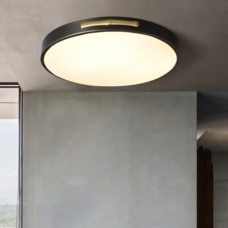 Round LED Flush Mount Ceiling Light in Black and Brass - view 4