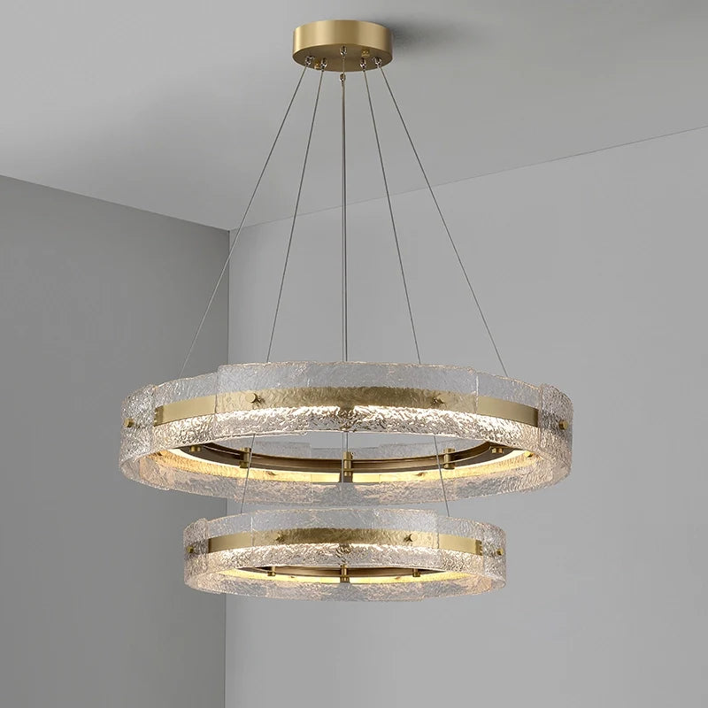 Victorian Bergamo Gold And Clear Glass LED Ring Chandelier - view 1