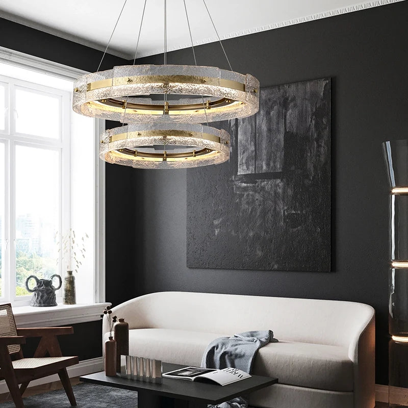 Victorian Bergamo Gold And Clear Glass LED Ring Chandelier - view 2