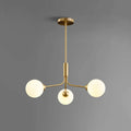 Multi-Globe White Glass and Brass Chandelier - view 1