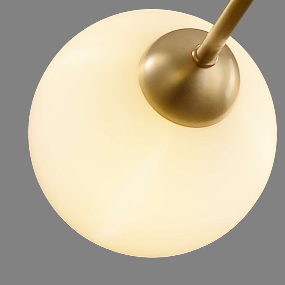 Multi-Globe White Glass and Brass Chandelier - view 6