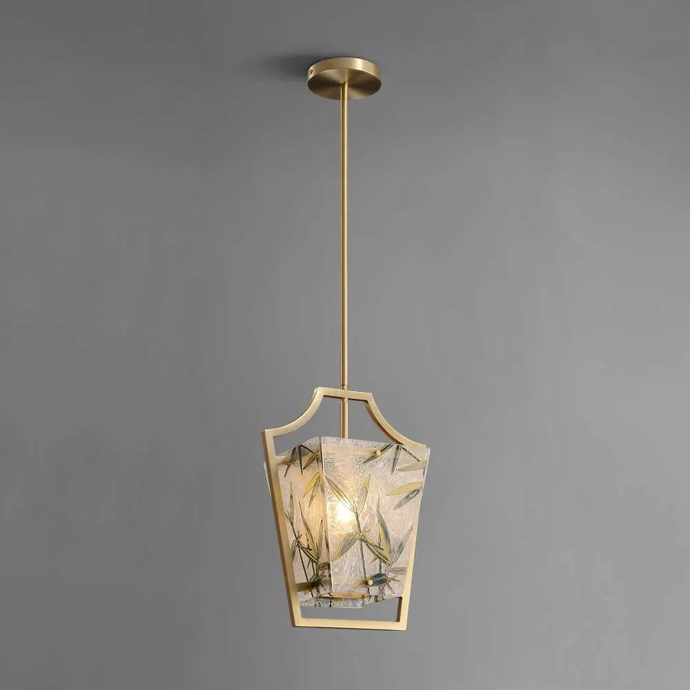 Dana Gold Frame And Clear Glass Lantern LED Brass Pendant Light - view 1