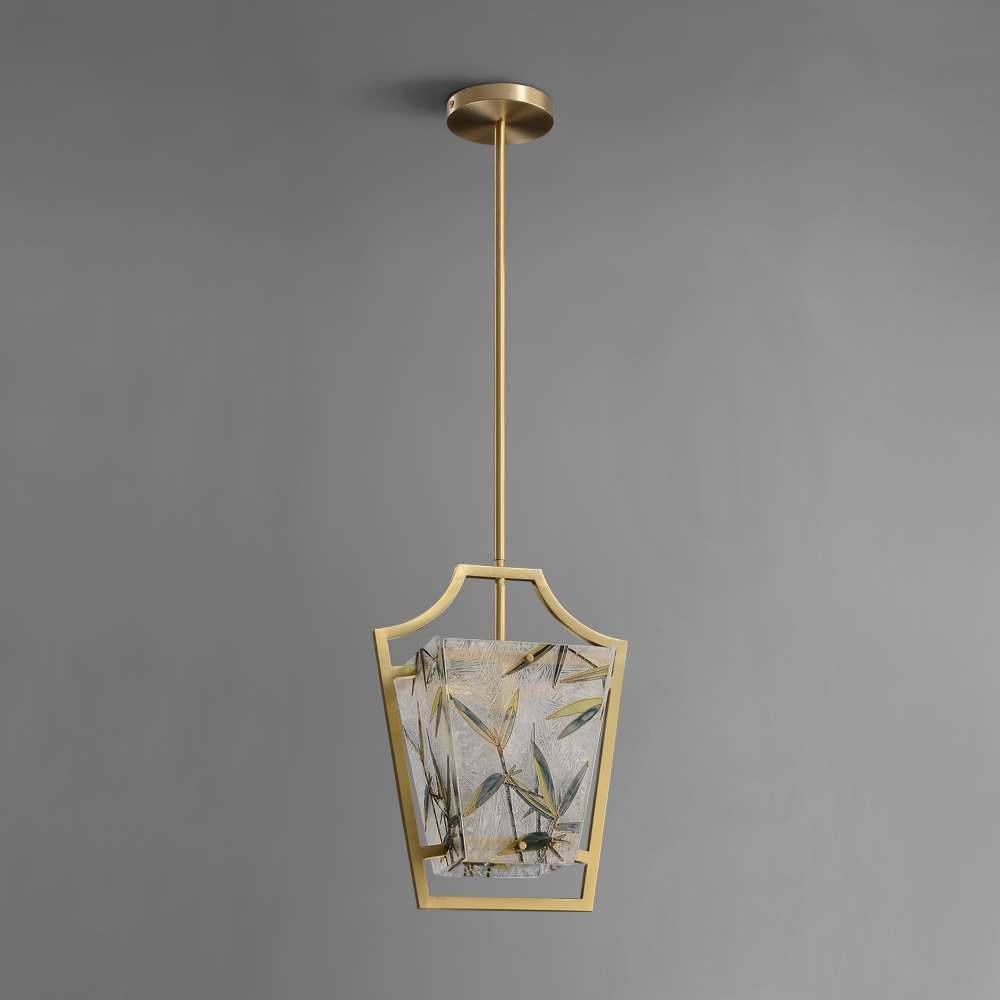 Dana Gold Frame And Clear Glass Lantern LED Brass Pendant Light - view 2