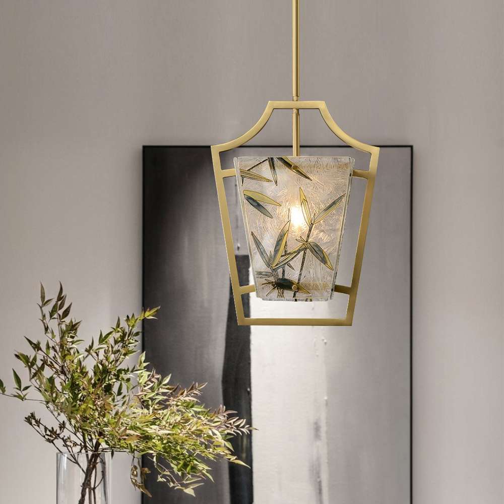 Dana Gold Frame And Clear Glass Lantern LED Brass Pendant Light - view 5