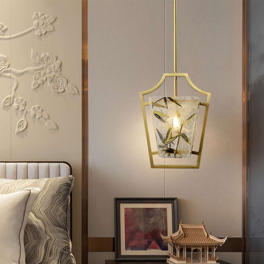 Dana Gold Frame And Clear Glass Lantern LED Brass Pendant Light - view 6