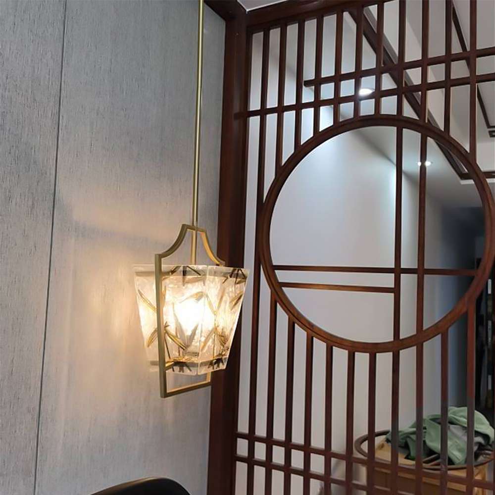 Dana Gold Frame And Clear Glass Lantern LED Brass Pendant Light - view 7