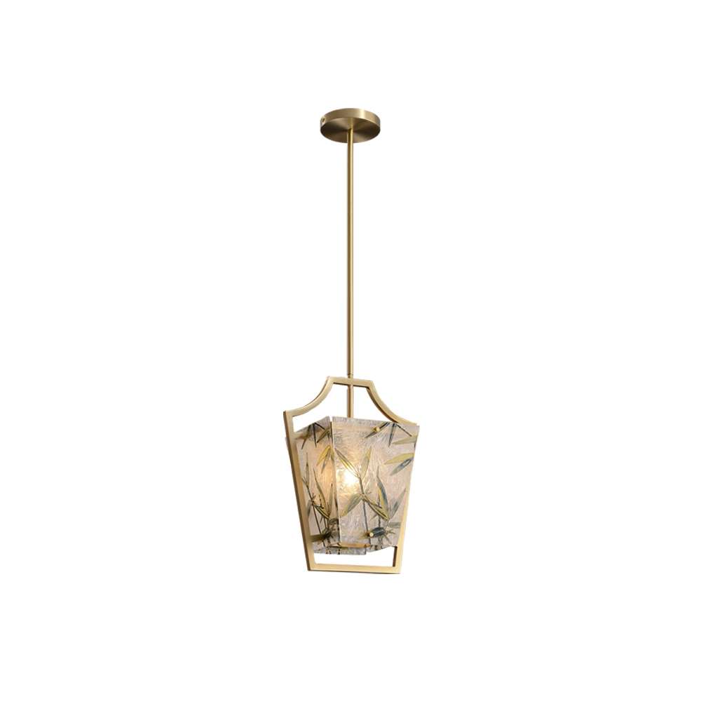 Dana Gold Frame And Clear Glass Lantern LED Brass Pendant Light - view 8