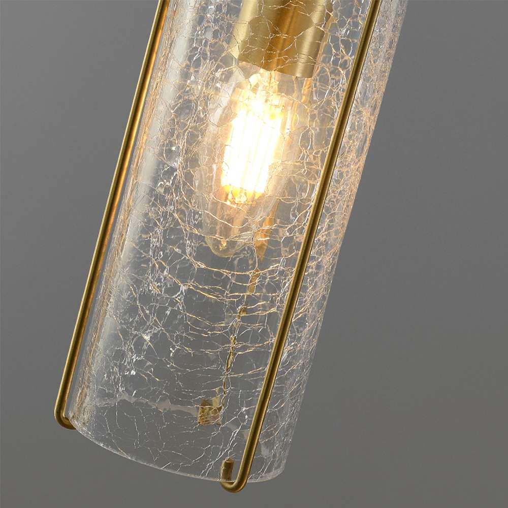Belmont Warm Brass And Clear Crack Glass Pendant Lights - view 6