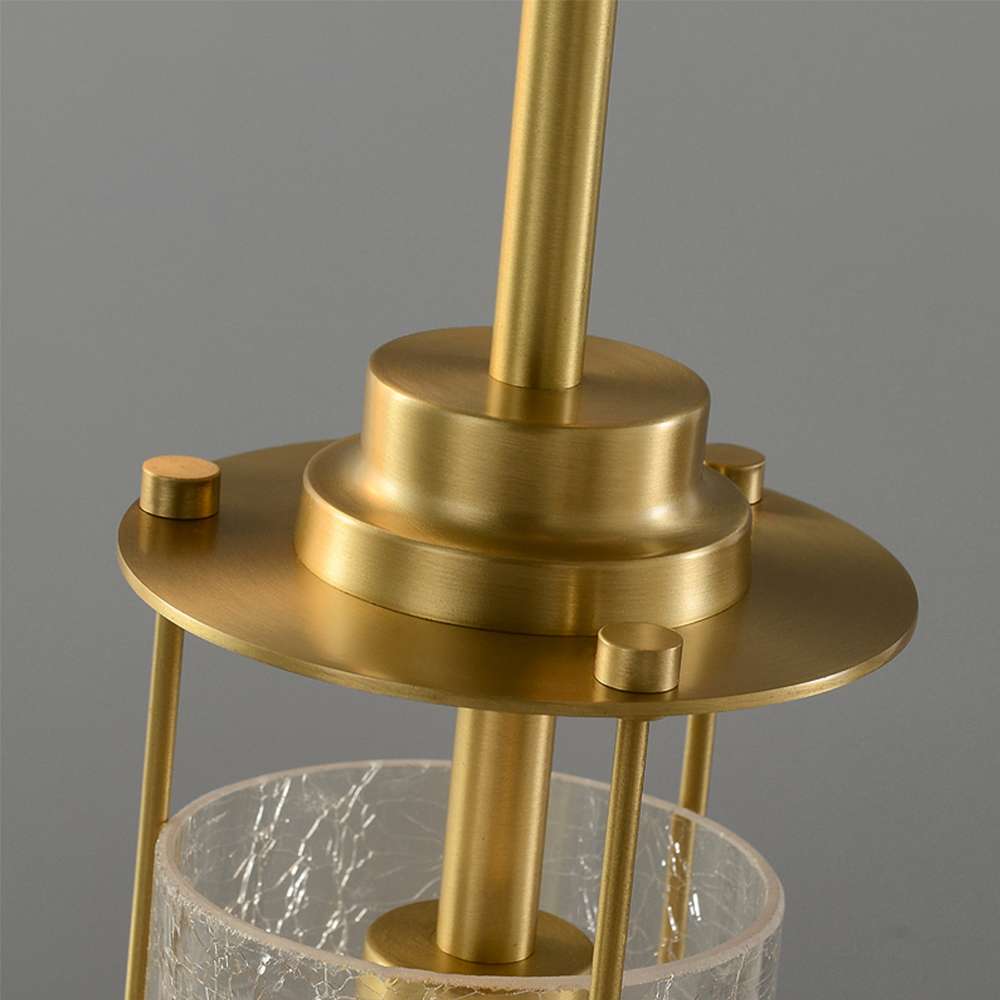 Belmont Warm Brass And Clear Crack Glass Pendant Lights - view 7