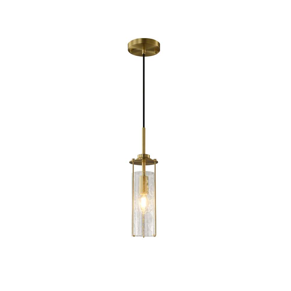 Belmont Warm Brass And Clear Crack Glass Pendant Lights - view 8