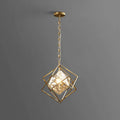 Modern Medium Cubist Brass Frame Crystal Chandelier - view 1