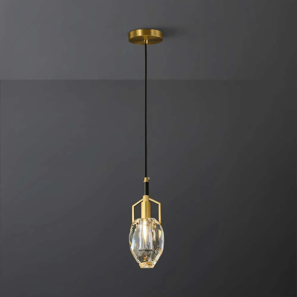 Empire Small Brass Frame Crystal Lampshade Hanging Lights - view 1