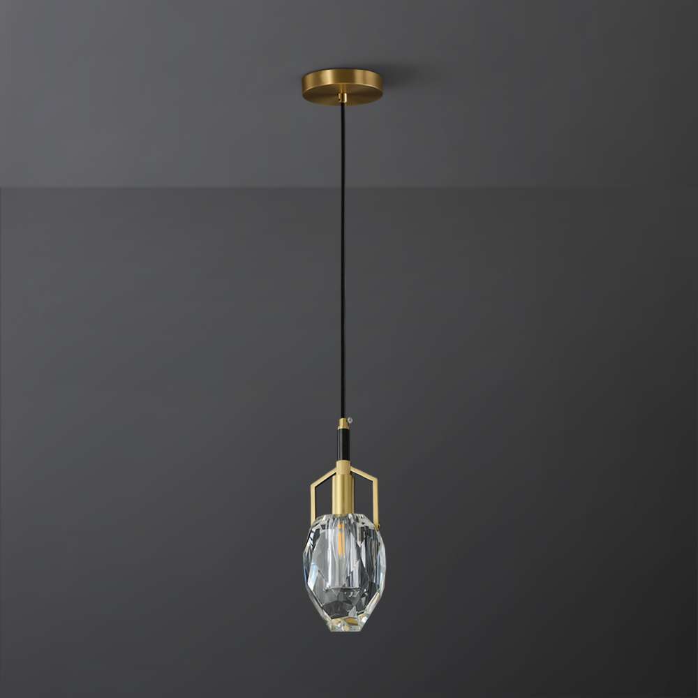 Empire Small Brass Frame Crystal Lampshade Hanging Lights - view 2