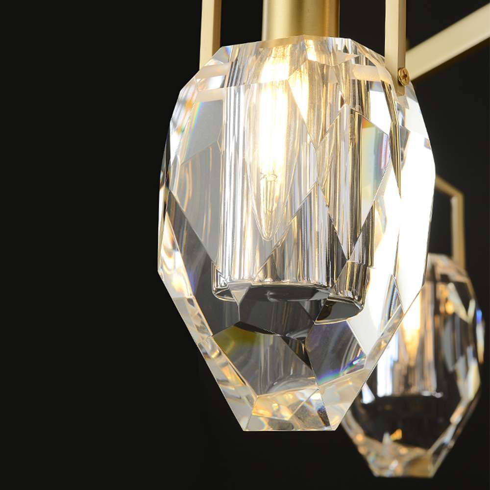 Empire Small Brass Frame Crystal Lampshade Hanging Lights - view 3