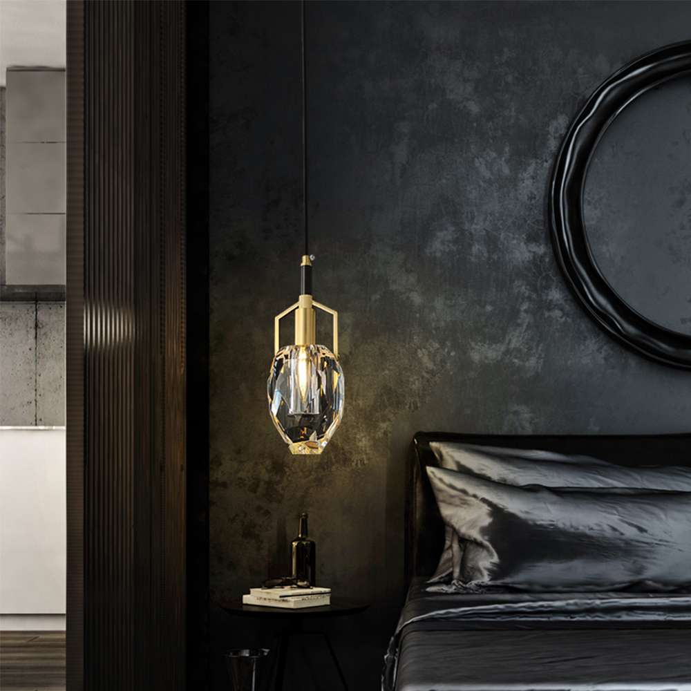 Empire Small Brass Frame Crystal Lampshade Hanging Lights - view 5
