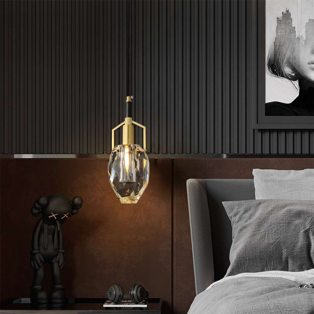 Empire Small Brass Frame Crystal Lampshade Hanging Lights - view 7