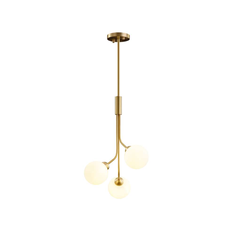 Contemporary Satin Brass Lampbody White Glass Pendant Lights - view 8