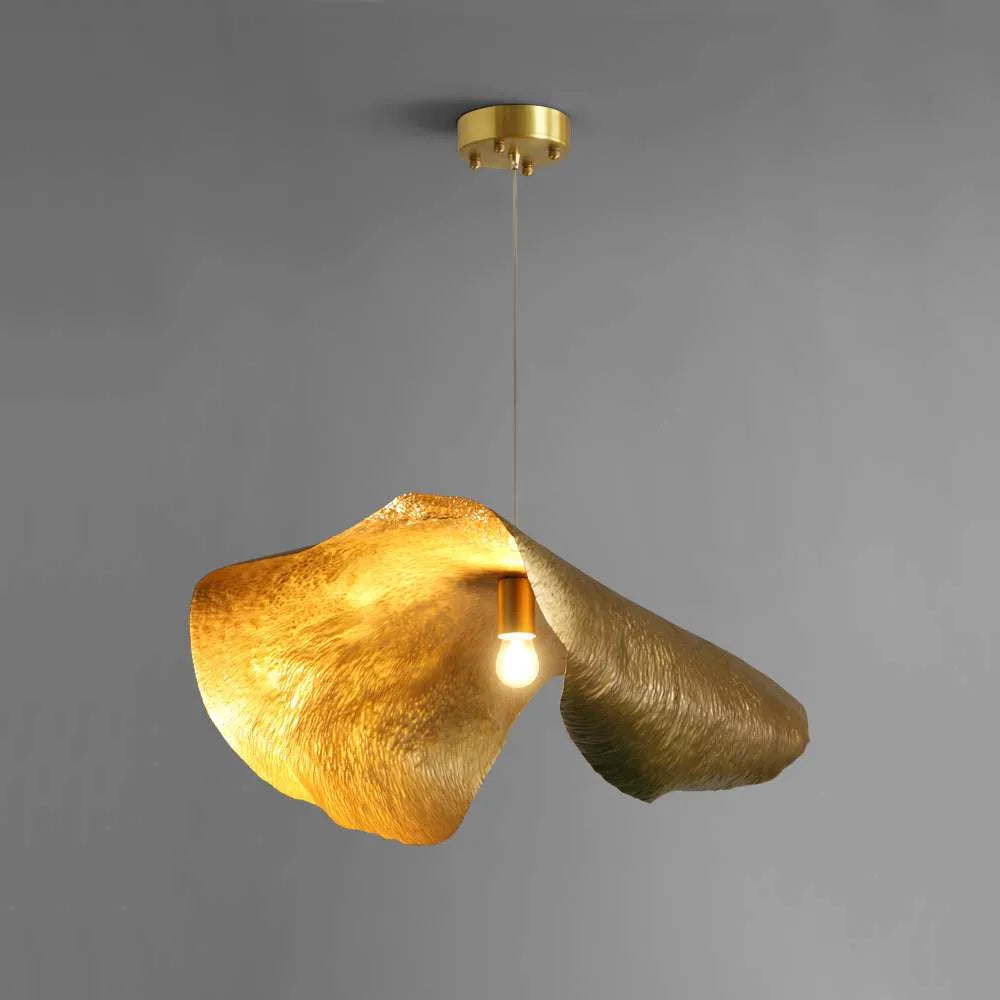Minimalist Hammered Leave Lampshade Brass Pendant Light - view 1