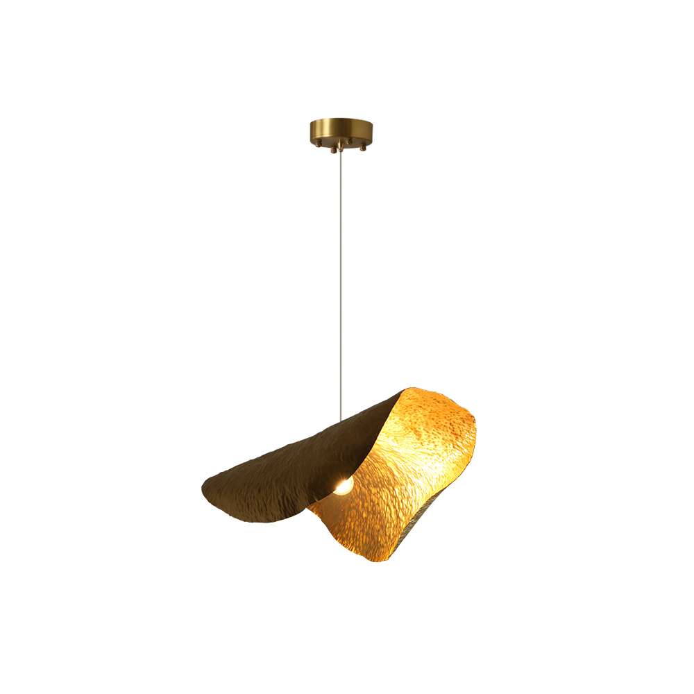 Minimalist Hammered Leave Lampshade Brass Pendant Light - view 10