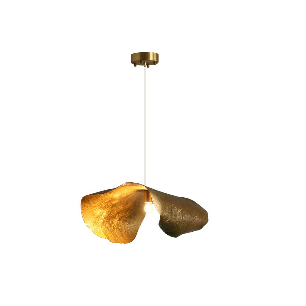 Minimalist Hammered Leave Lampshade Brass Pendant Light - view 11