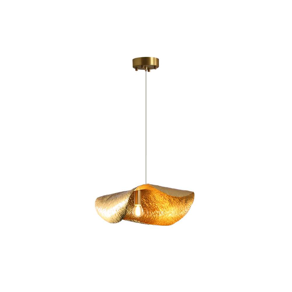 Minimalist Hammered Leave Lampshade Brass Pendant Light - view 12