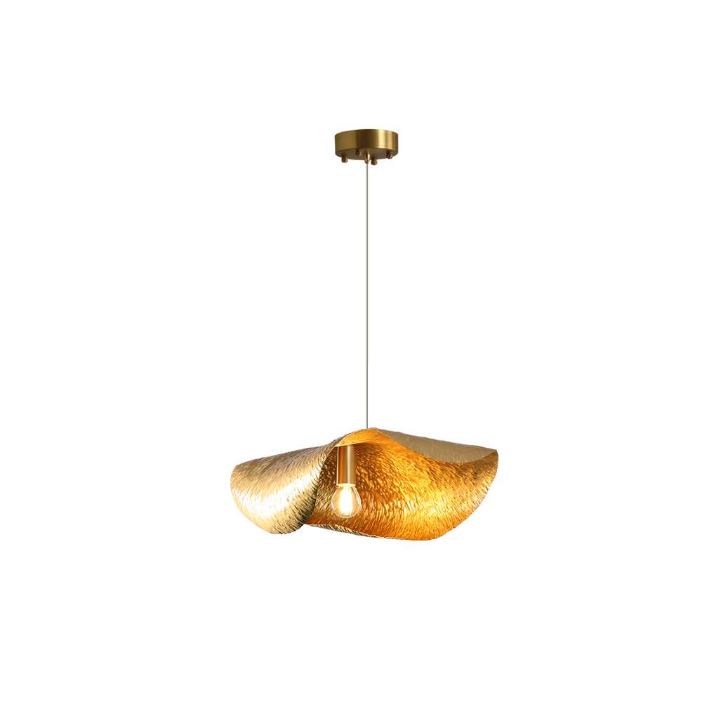 Minimalist Hammered Leave Lampshade Brass Pendant Light - view 13