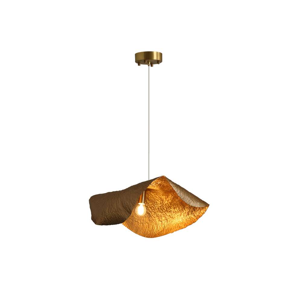 Minimalist Hammered Leave Lampshade Brass Pendant Light - view 14