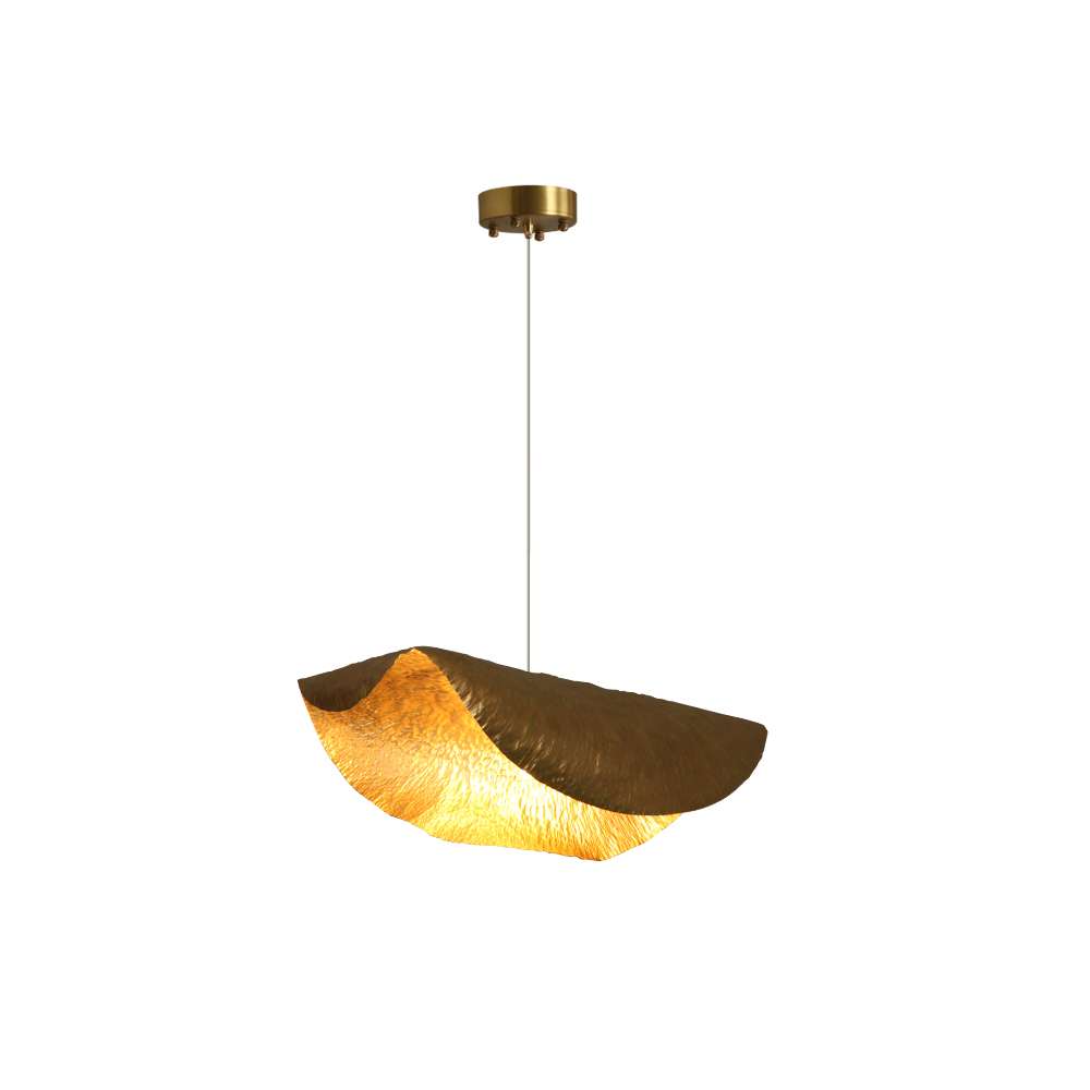 Minimalist Hammered Leave Lampshade Brass Pendant Light - view 15