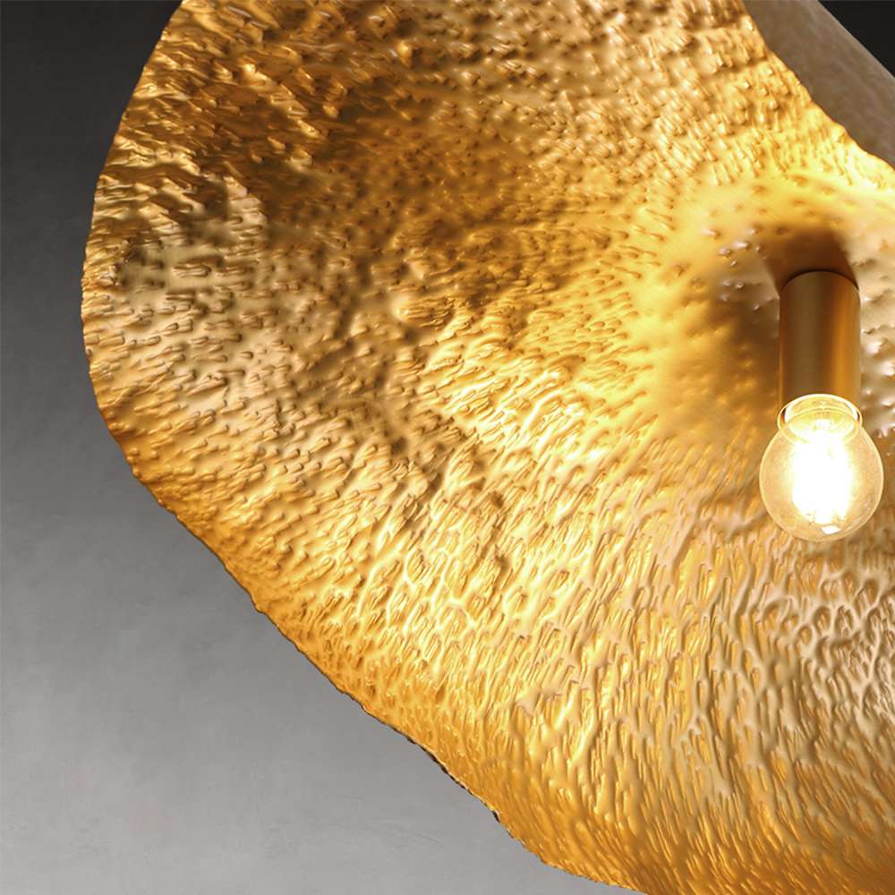 Minimalist Hammered Leave Lampshade Brass Pendant Light - view 6