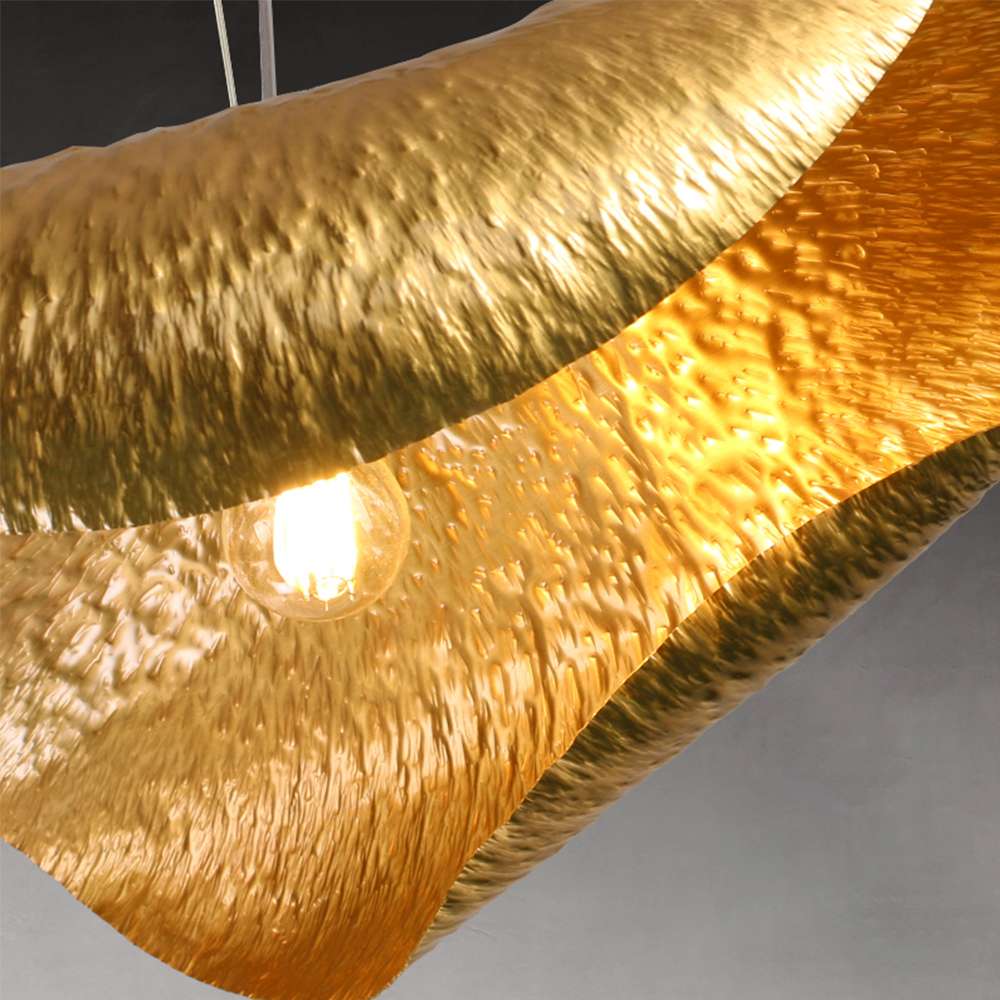 Minimalist Hammered Leave Lampshade Brass Pendant Light - view 7